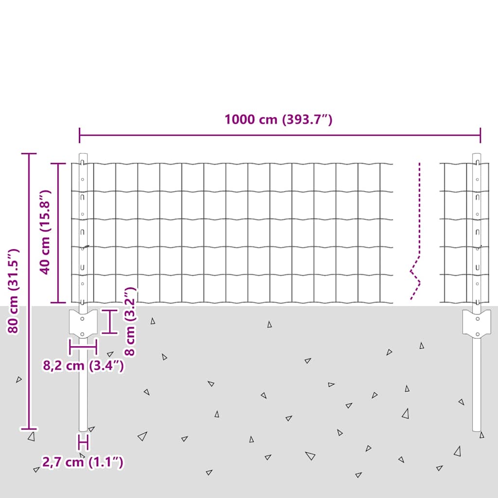 Τεντώτο με στήριγμα Γκρι 0,4 x 10 μ Χάλυβας και PVC - Pakobazaar
