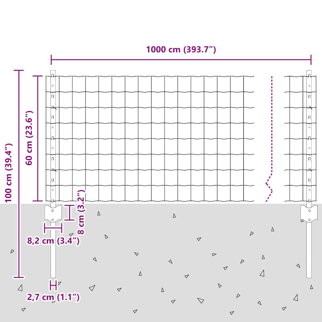 Τεντώτο με στήριγμα Γκρι 0,6 x 10 μ Χάλυβας και PVC - Pakobazaar