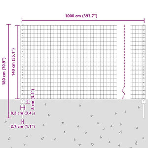 Περίφραξη Euro με Στήλη 10 x 1,4 μ PVC-Επικαλυμμένο Ατσάλι Γκρι