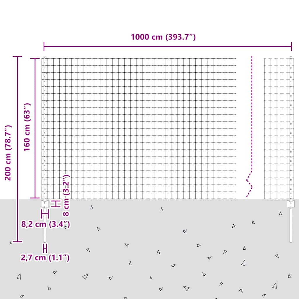 Περίφραξη Euro με Στήλη 10 x 1,6 m PVC-Επικαλυμμένο Ατσάλι Γκρι