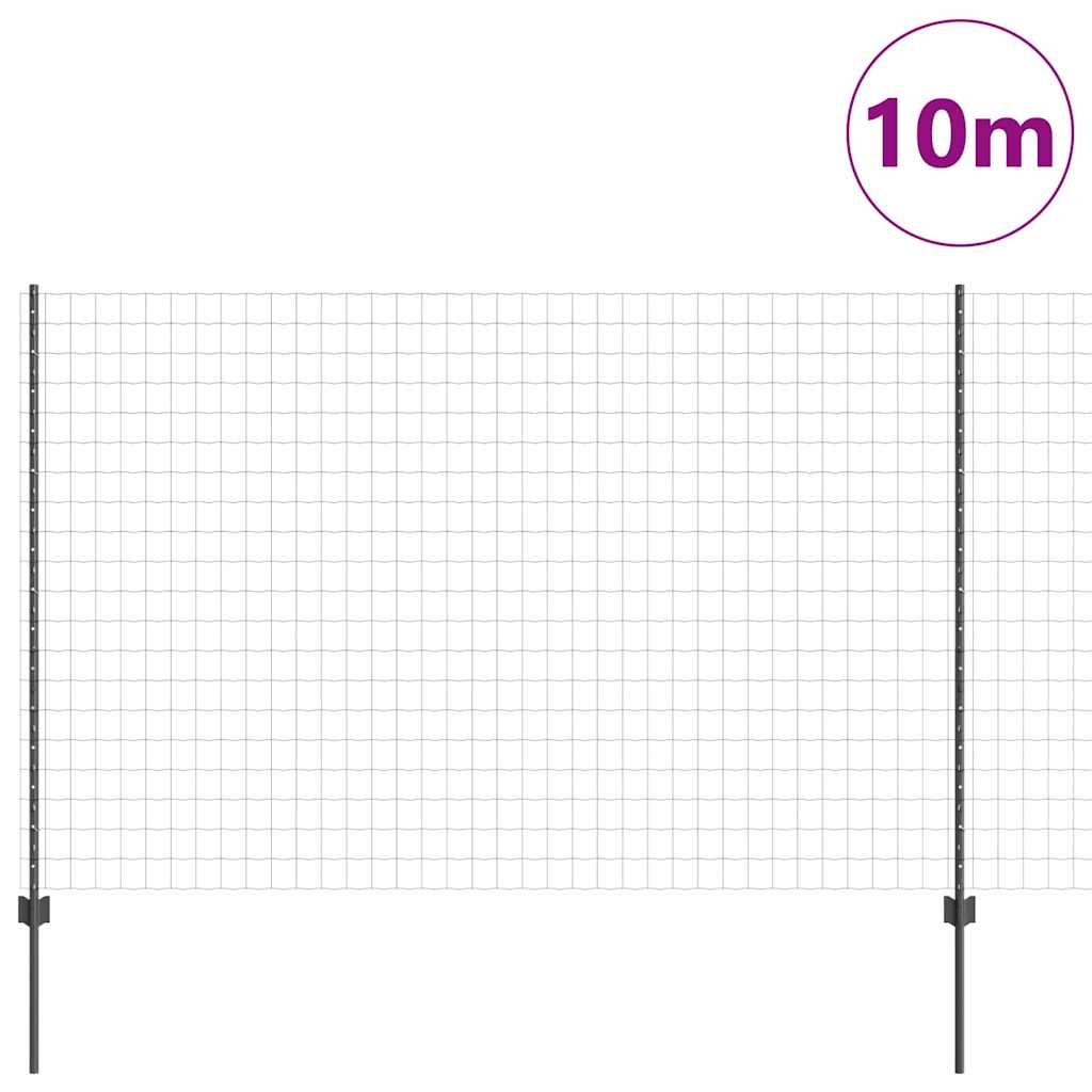 Περίφραξη Euro με Στήλη 10 x 1,6 m PVC-Επικαλυμμένο Ατσάλι Γκρι