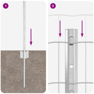 Περίφραξη Euro με Στήλη 10 x 0,4 m Γαλβανισμένος Χάλυβας Ασημί