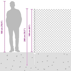 Φράχτης αλυσίδας με στήλη 10 x 1,6 m PVC-Επικαλυμμένο Ατσάλι