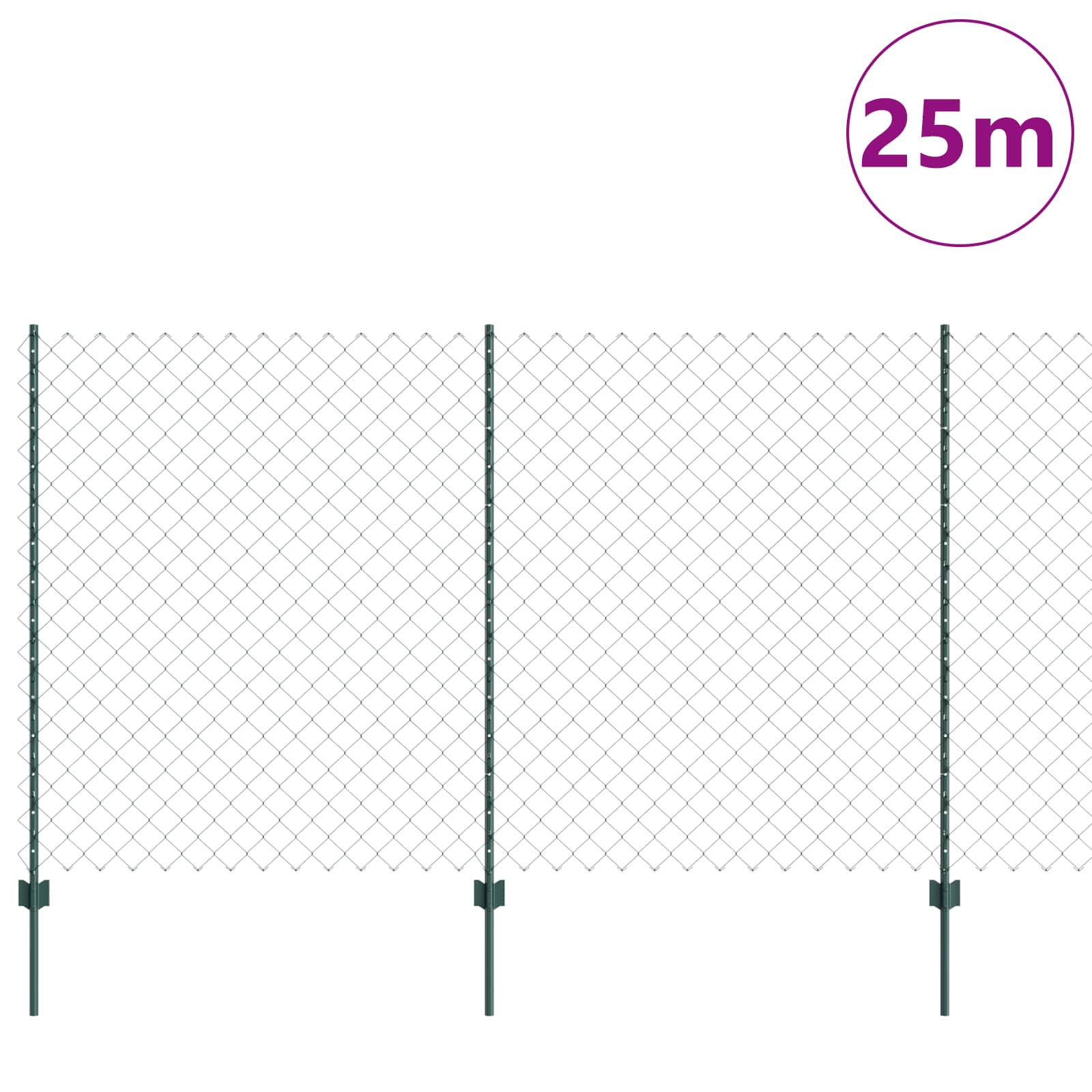 Φράχτης αλυσίδας με στήλη 25 x 1,4 μ PVC-Επικαλυμμένο Ατσάλι