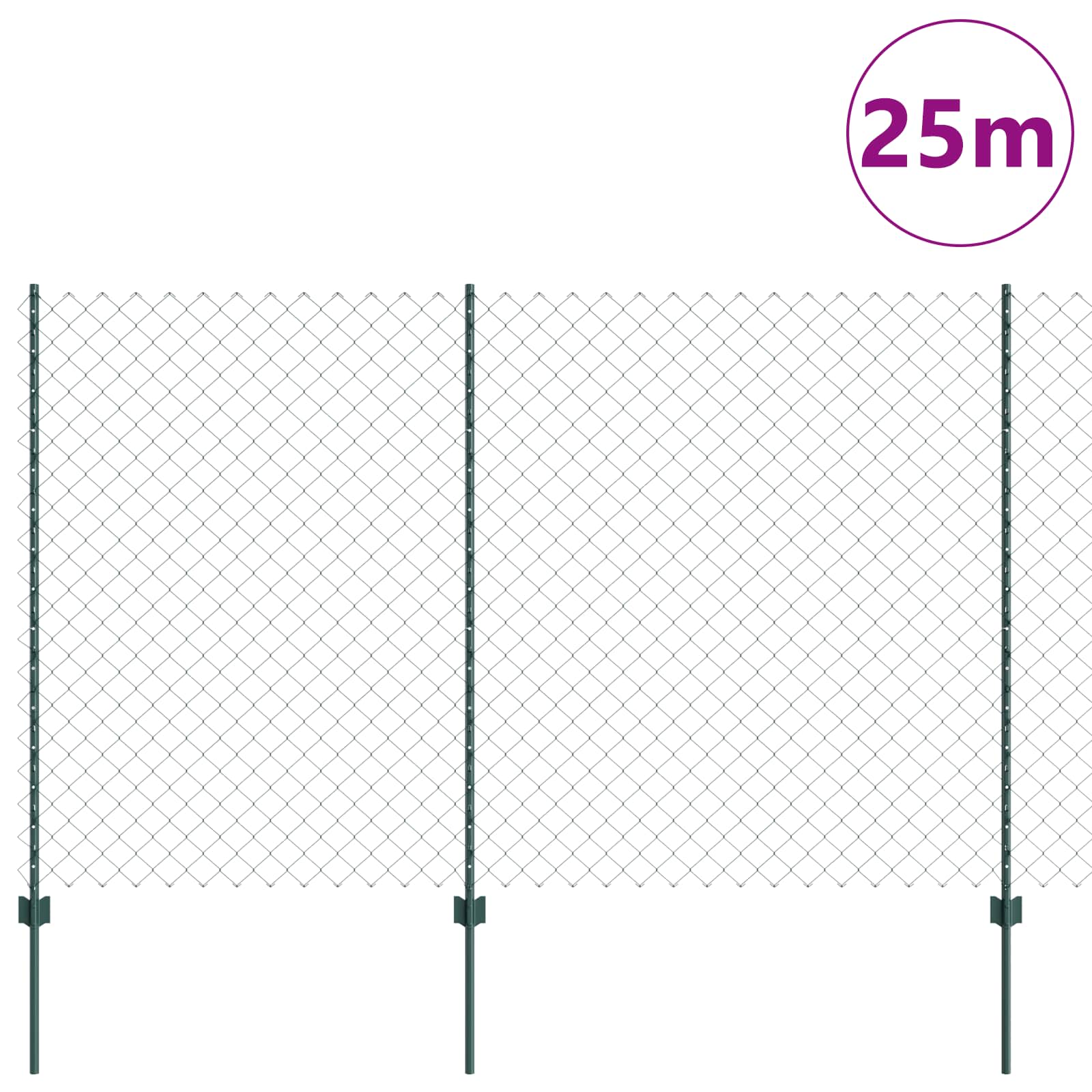 Συνδεδεμένος φράχτης με δοκό 25 x 1,6 μ PVC-Επικαλυμμένο Ατσάλι