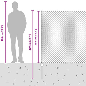 Φράχτης αλυσίδας με στήλη 10 x 1,5 m PVC-Επικαλυμμένο Ατσάλι