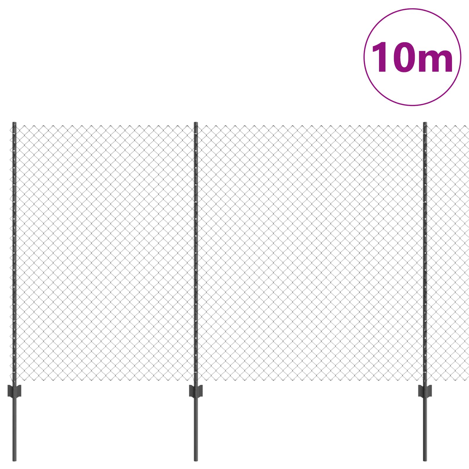 Φράχτης αλυσίδας με στήλη 10 x 1,5 m PVC-Επικαλυμμένο Ατσάλι