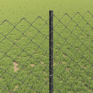 Φράχτης αλυσίδας με στήλη 10 x 1 m PVC-Επικαλυμμένο Ατσάλι Γκρι