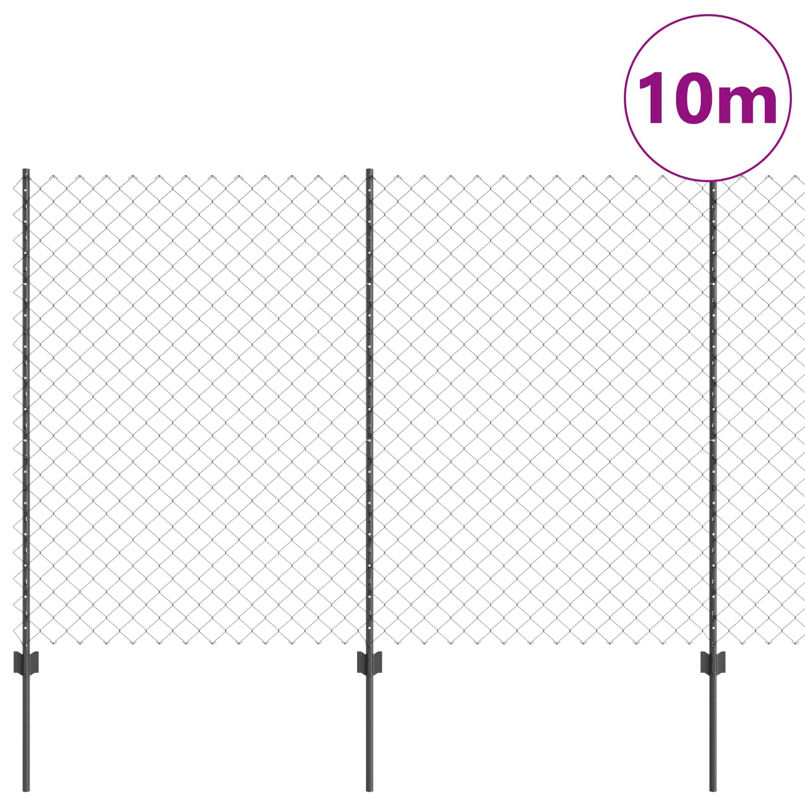 Φράχτης αλυσίδας με στήλη 10 x 1,6 m PVC-Επικαλυμμένο Ατσάλι