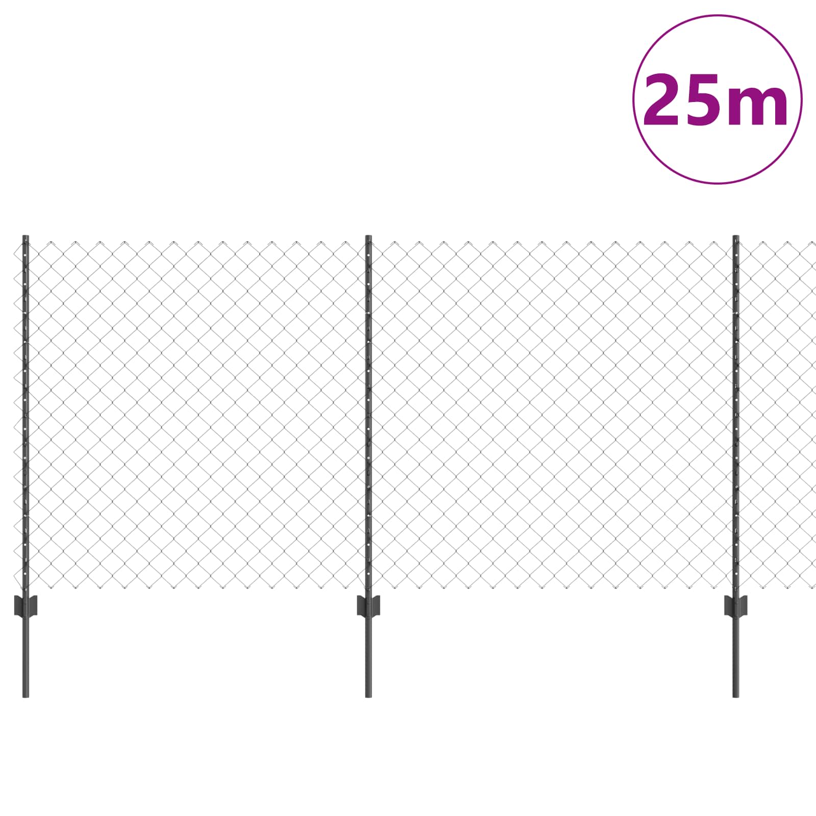 Τεντώτο με στήριγμα Γκρι 1,2 x 25 m Χάλυβας και PVC - Pakobazaar