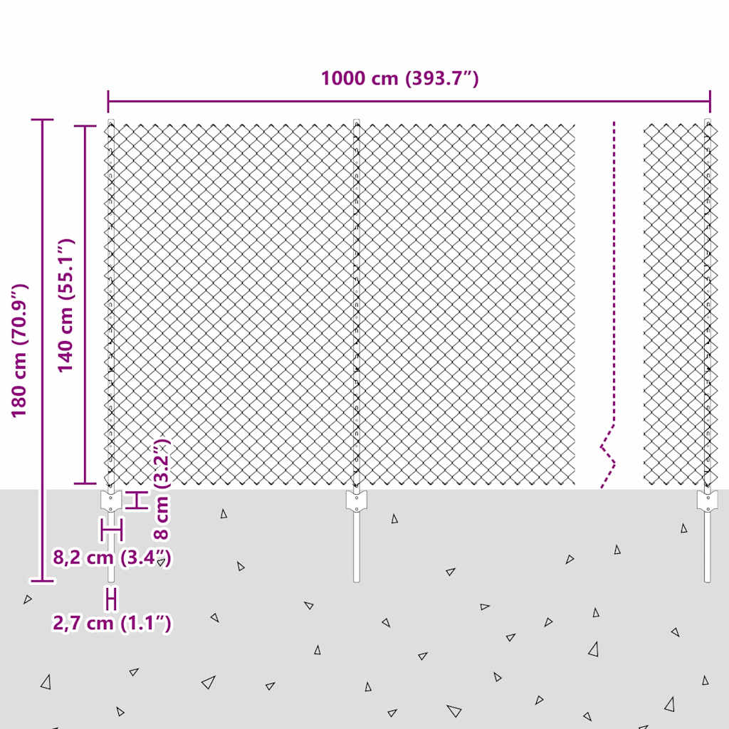 Τεντώτο με στήριγμα Ασημί 1,4 x 10 m Ατσάλι