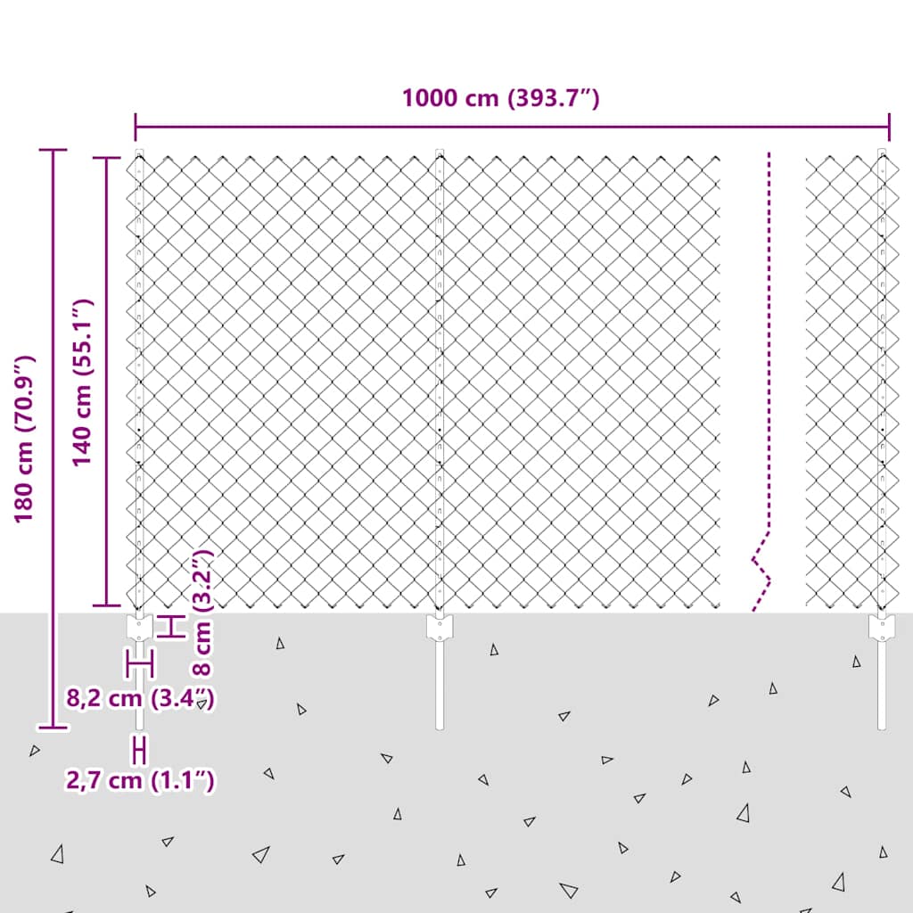 Τεντώτο με στήριγμα Ασημί 1,4 x 10 m Ατσάλι