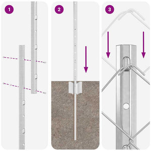 Φράχτης αλυσίδας με στήλη 10 x 1,6 m Γαλβανισμένος Χάλυβας