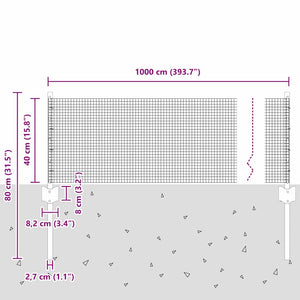 Συρματόπλεγμα με Στυλίς 10 x 0,4 m Γαλβανισμένος Χάλυβας Ασημί