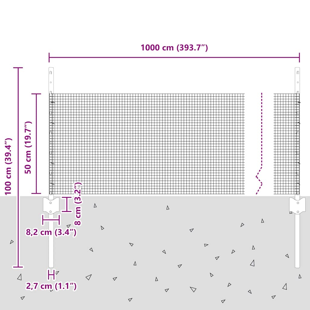 Τεντώτο με στήριγμα Ασημί 0,5 x 10 μ. Ατσάλι