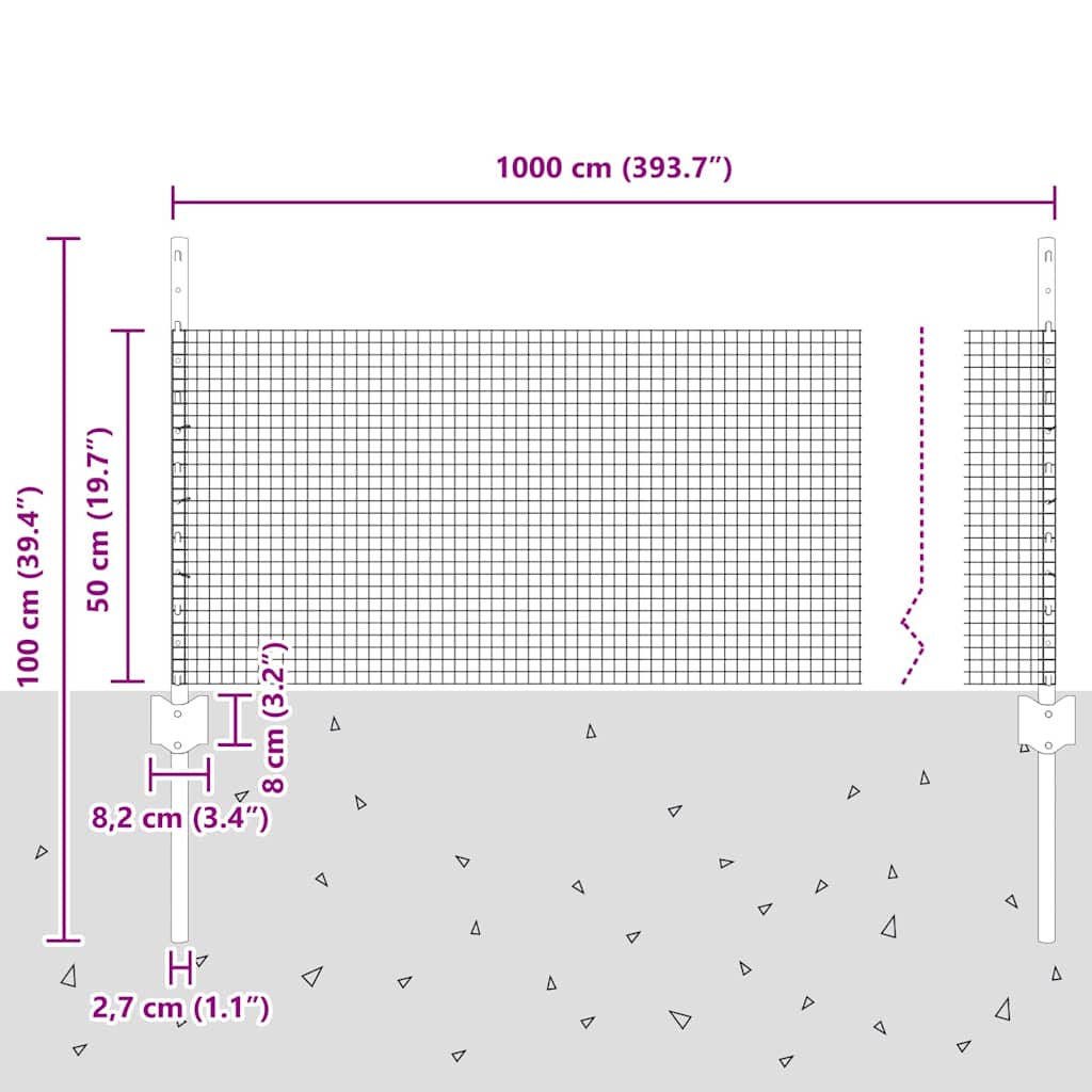 Τεντώτο με στήριγμα Ασημί 0,5 x 10 μ. Ατσάλι