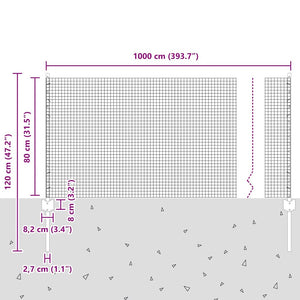 Συρματόπλεγμα με Στυλίς 10 x 0,8 μ Γαλβανισμένος Χάλυβας Ασημί