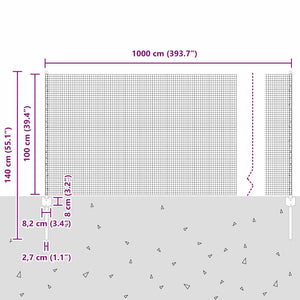 Συρματόπλεγμα με Στυλίς 10 x 1 m Γαλβανισμένος Χάλυβας Ασημί