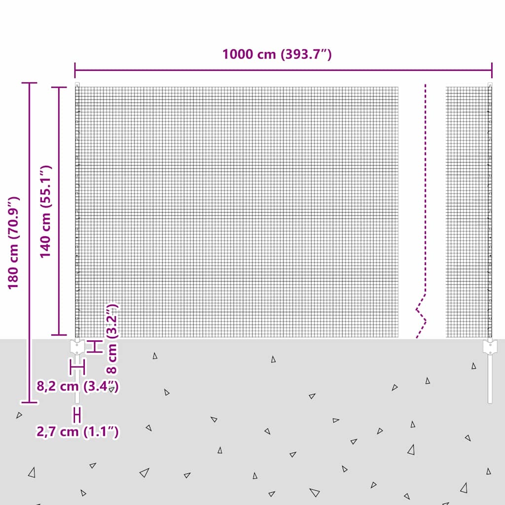 Τεντώτο με στήριγμα Ασημί 1,4 x 10 m Ατσάλι