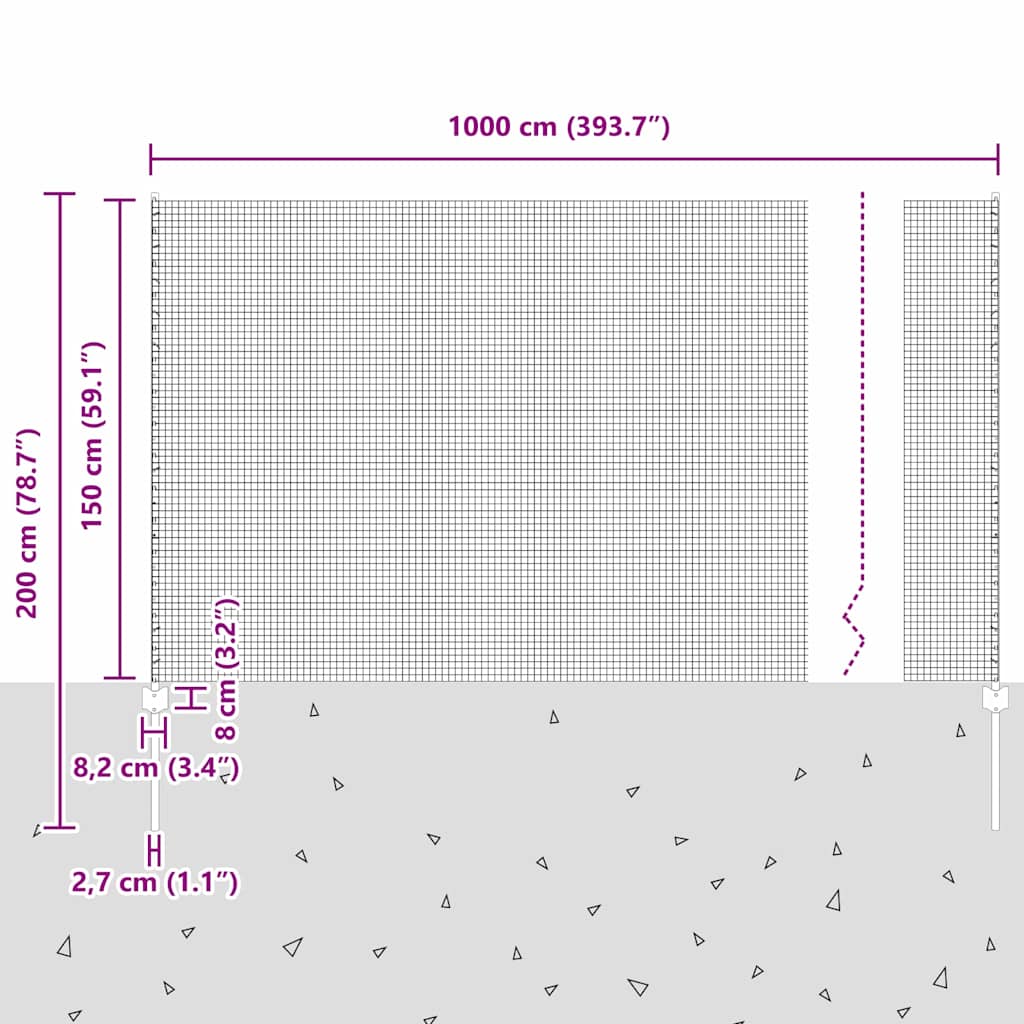 Τεντώτο με στήριγμα Ασημί 1,5 x 10 m Ατσάλι