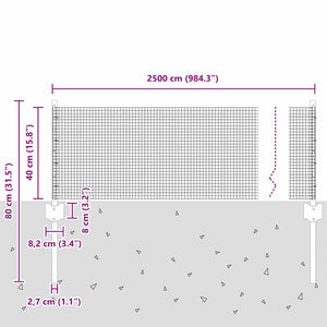 Συρματόπλεγμα με Στυλίς 25 x 0,4 m Γαλβανισμένος Χάλυβας Ασημί