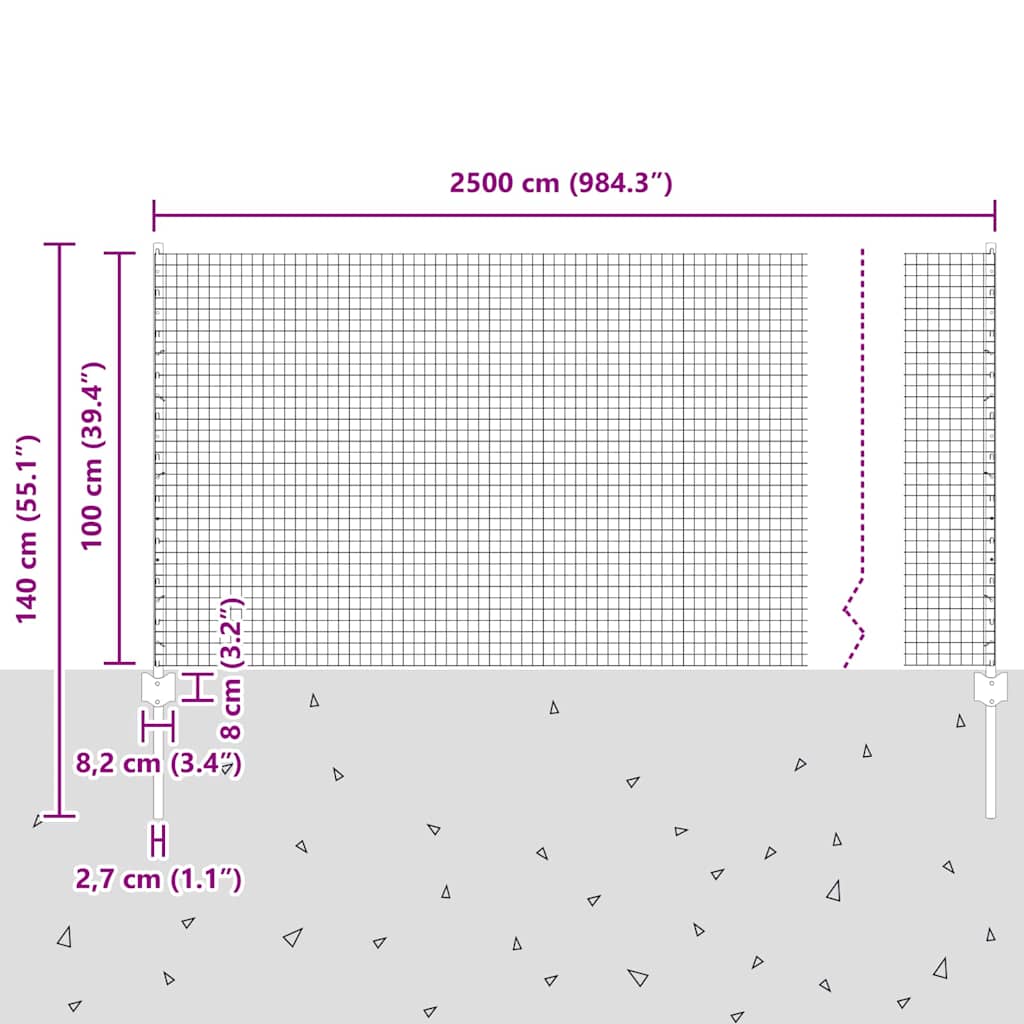 Τεντώτο με στήριγμα Ασημί 1 x 25 m Ατσάλι