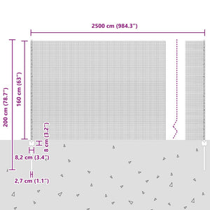 Συρματόπλεγμα με Στυλίς 25 x 1,6 μ Γαλβανισμένος Χάλυβας Ασημί