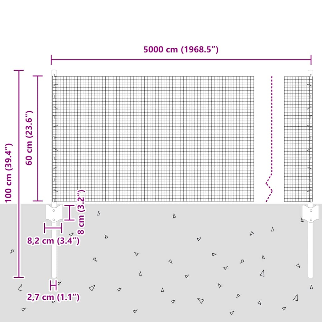 Τεντώτο με στήριγμα Ασημί 0,6 x 50 μ. Ατσάλι