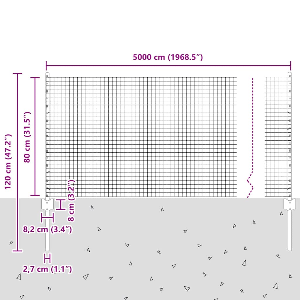 Τεντώτο με στήριγμα Ασημί 0,8 x 50 μ Ατσάλι