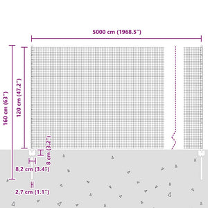 Συρματόπλεγμα με Στυλίς 50 x 1,2 m Γαλβανισμένος Χάλυβας Ασημί