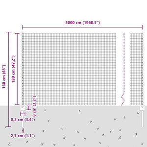 Συρματόπλεγμα με Στυλίς 50 x 1,2 m Γαλβανισμένος Χάλυβας Ασημί