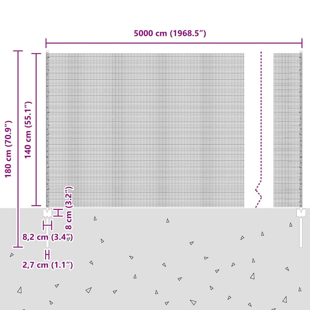 Τεντώτο με στήριγμα Ασημί 1,4 x 50 m Ατσάλι