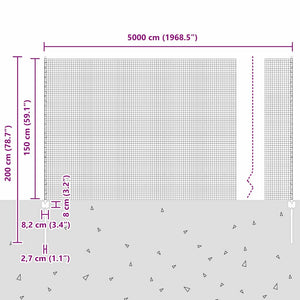 Συρματόπλεγμα με Στυλίς 50 x 1,5 m Γαλβανισμένος Χάλυβας Ασημί
