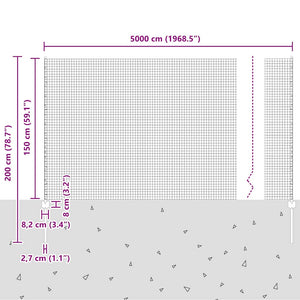 Συρματόπλεγμα με Στυλίς 50 x 1,5 m Γαλβανισμένος Χάλυβας Ασημί
