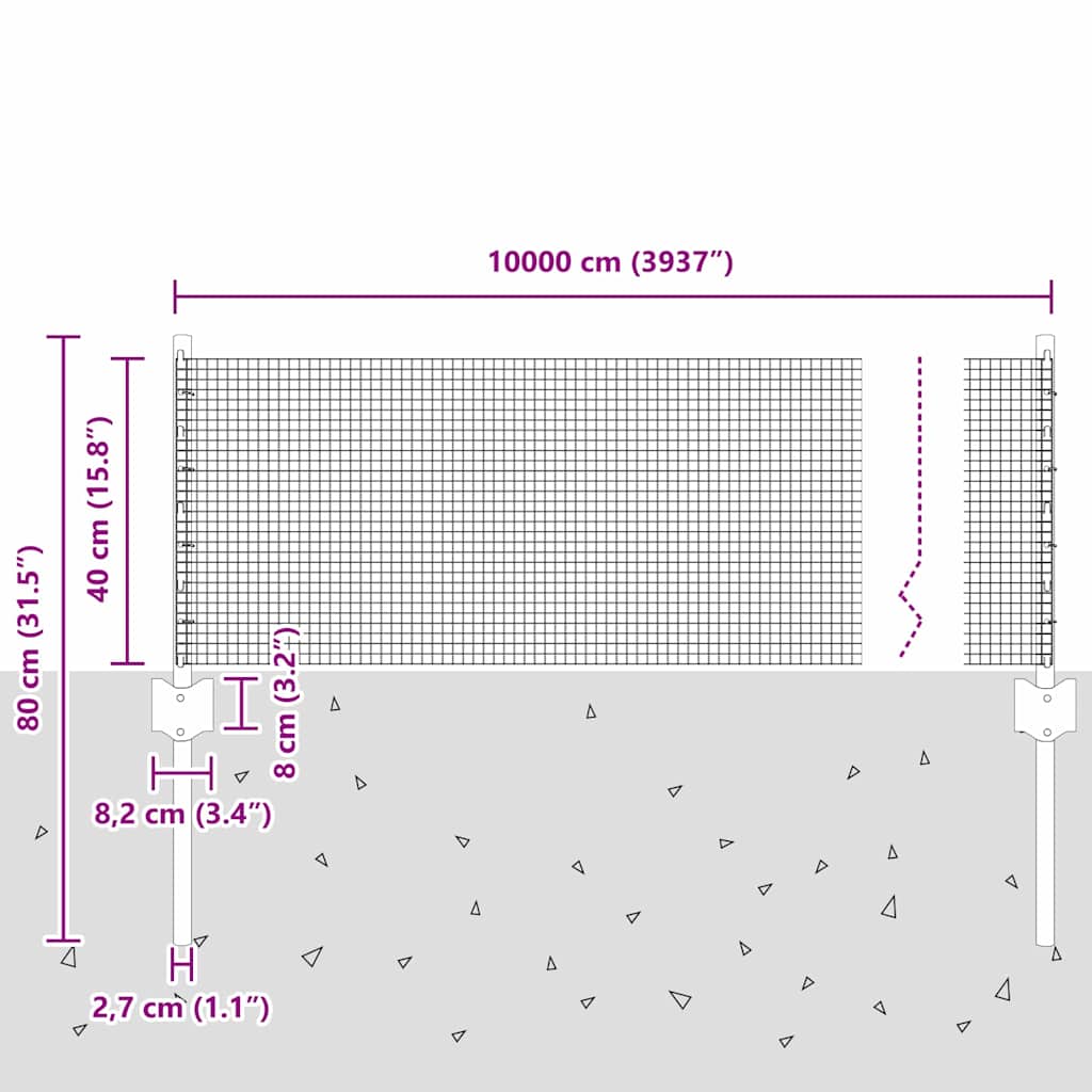 Συρματόπλεγμα με Στυλίς 100 x 0,4 μ. Γαλβανισμένος Χάλυβας
