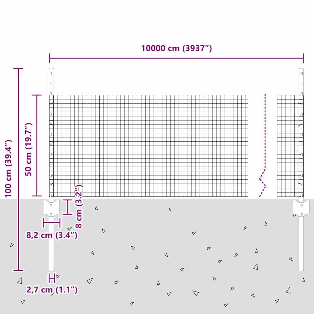 Τεντώτο με στήριγμα Ασημί 0,5 x 100 μ Ατσάλι