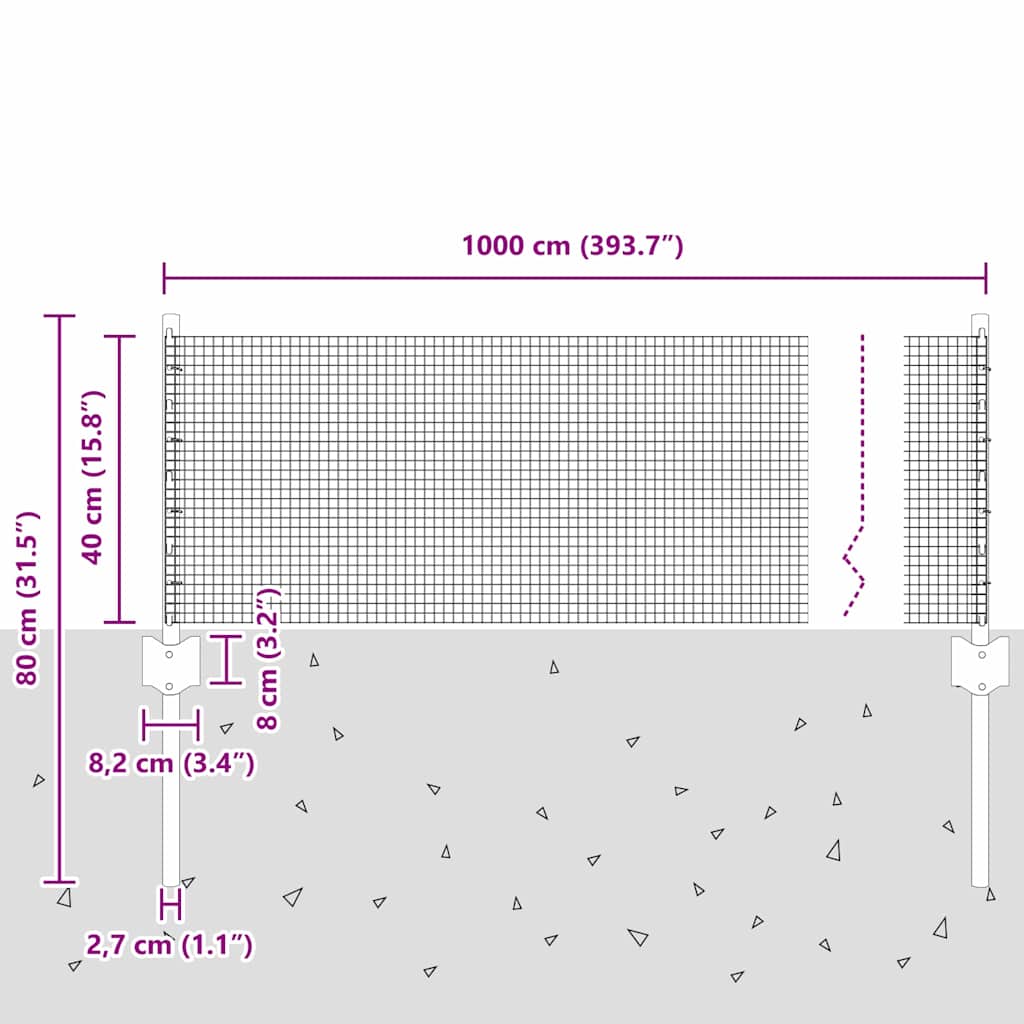 Σιδερένιο πλέγμα με στήλη 10 x 0,4 μέτρα (Π x Υ)