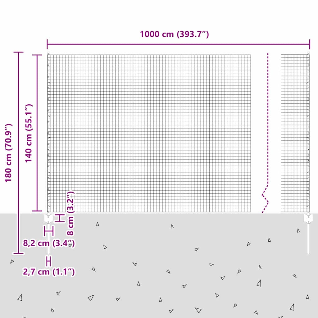 Συρματόπλεγμα με Στυλίς 10 x 1,4 μ PVC-Επικαλυμμένο Ατσάλι