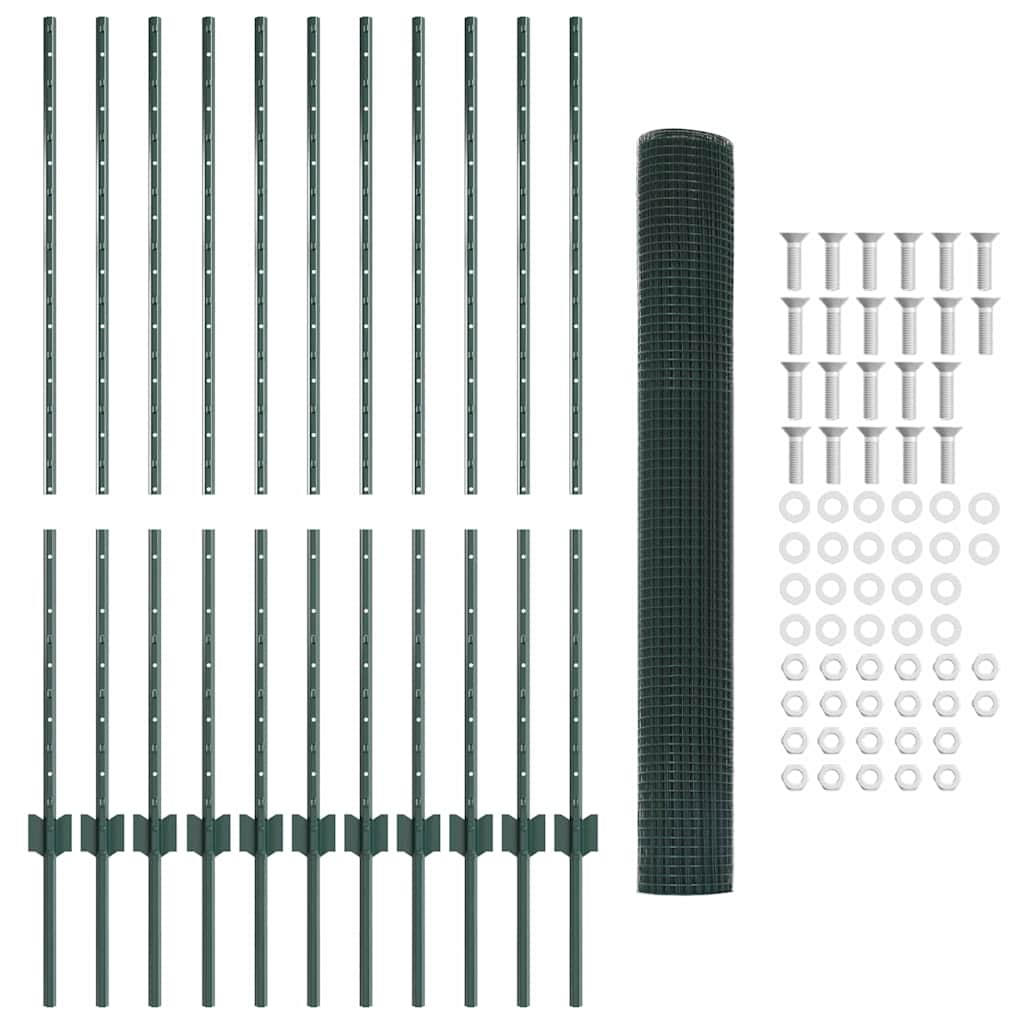 Τεντώτο με στήριγμα Πράσινο 1,2 x 25 m Χάλυβας και PVC - Pakobazaar