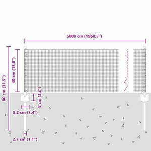 Συρματόπλεγμα με Στυλίς 50 x 0,4 μ PVC-Επικαλυμμένο Ατσάλι - Pakobazaar
