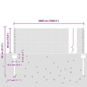 Συρματόπλεγμα με Στυλίς 50 x 0,4 μ PVC-Επικαλυμμένο Ατσάλι