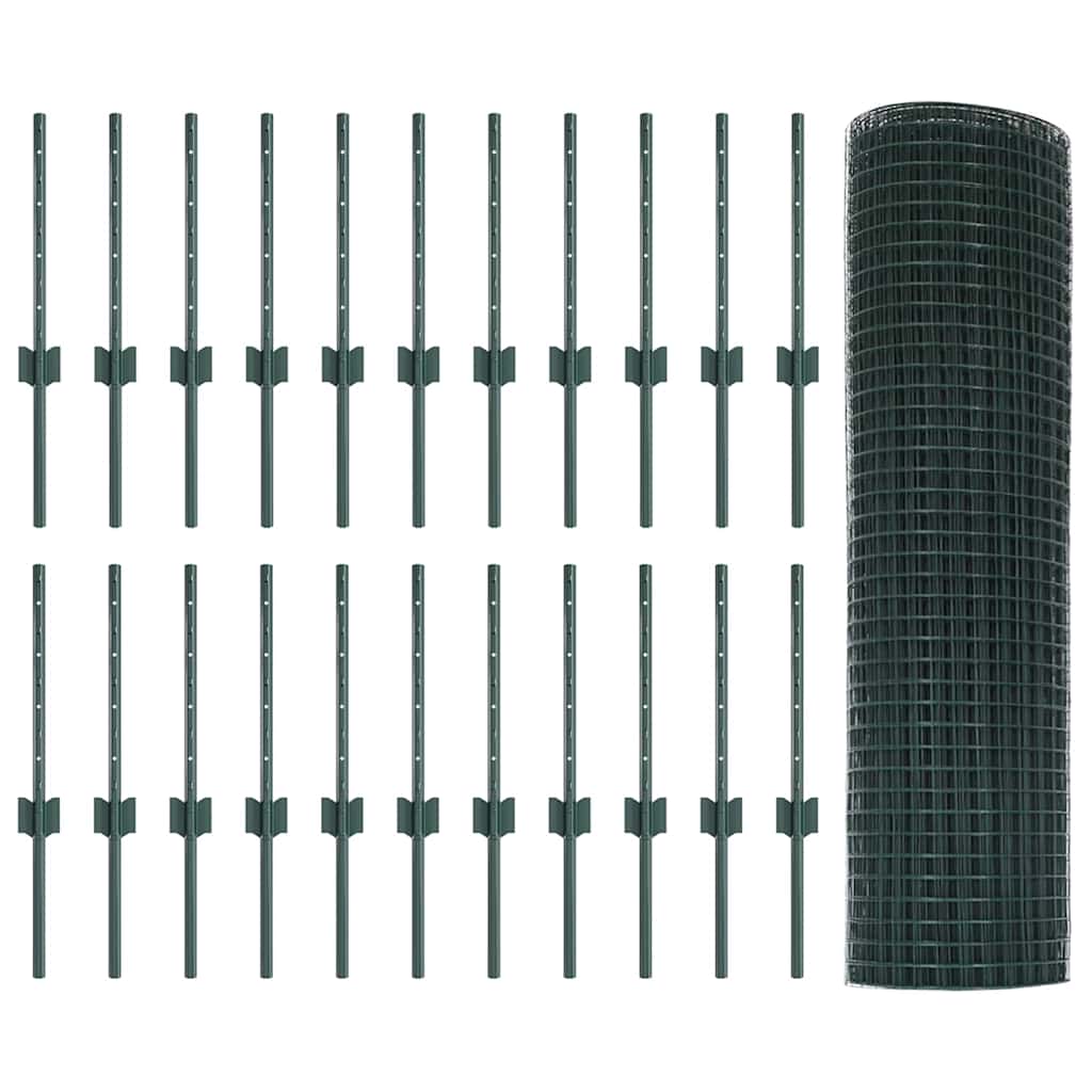 Συρματόπλεγμα με Στυλίς 50 x 0,4 μ PVC-Επικαλυμμένο Ατσάλι - Pakobazaar