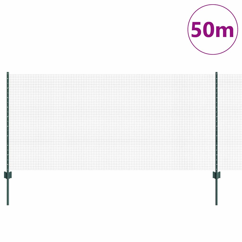 Σιδερένιο πλέγμα με στήλη 50 x 1 m PVC-Επικαλυμμένο Ατσάλι