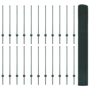 Συρματόπλεγμα με Στυλίς 50 x 1 m PVC-Επικαλυμμένο Ατσάλι Δίχτυ