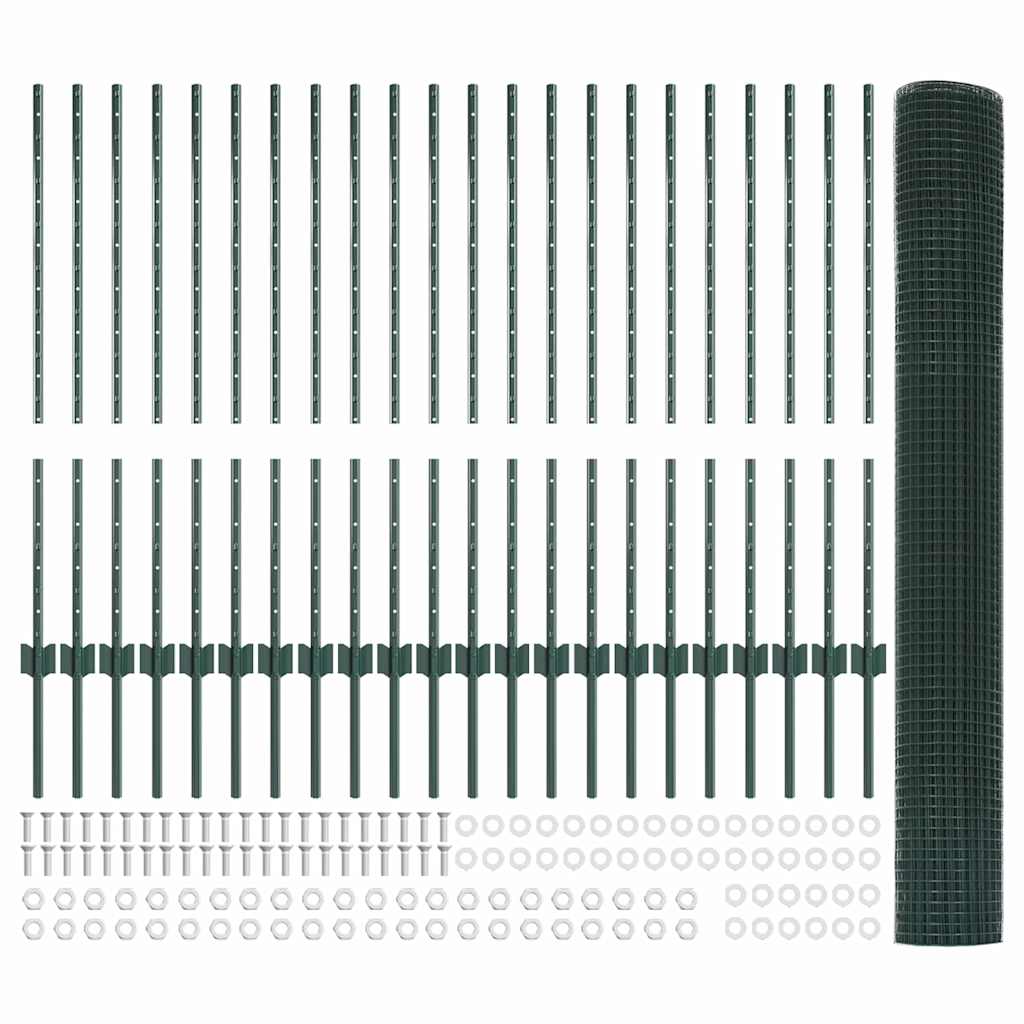 Τεντώτο με στήριγμα Πράσινο 1 x 50 m Χάλυβας και PVC