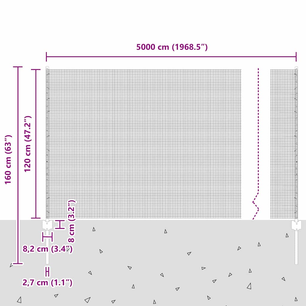 Τεντώτο με στήριγμα Πράσινο 1,2 x 50 m Χάλυβας και PVC - Pakobazaar