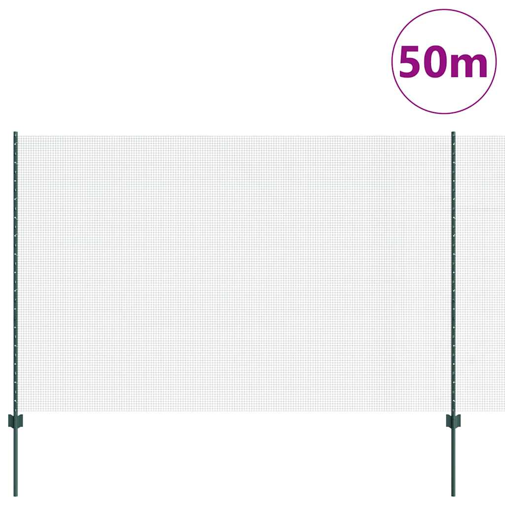 Σιδερένιο πλέγμα με στήλη 50 x 1,5 m PVC-Επικαλυμμένο Ατσάλι