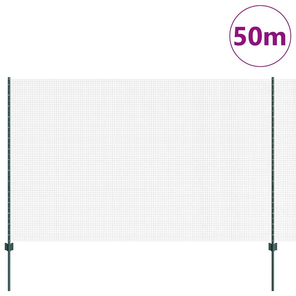 Συρματόπλεγμα με Στυλίς 50 x 1,5 m PVC-Επικαλυμμένο Ατσάλι