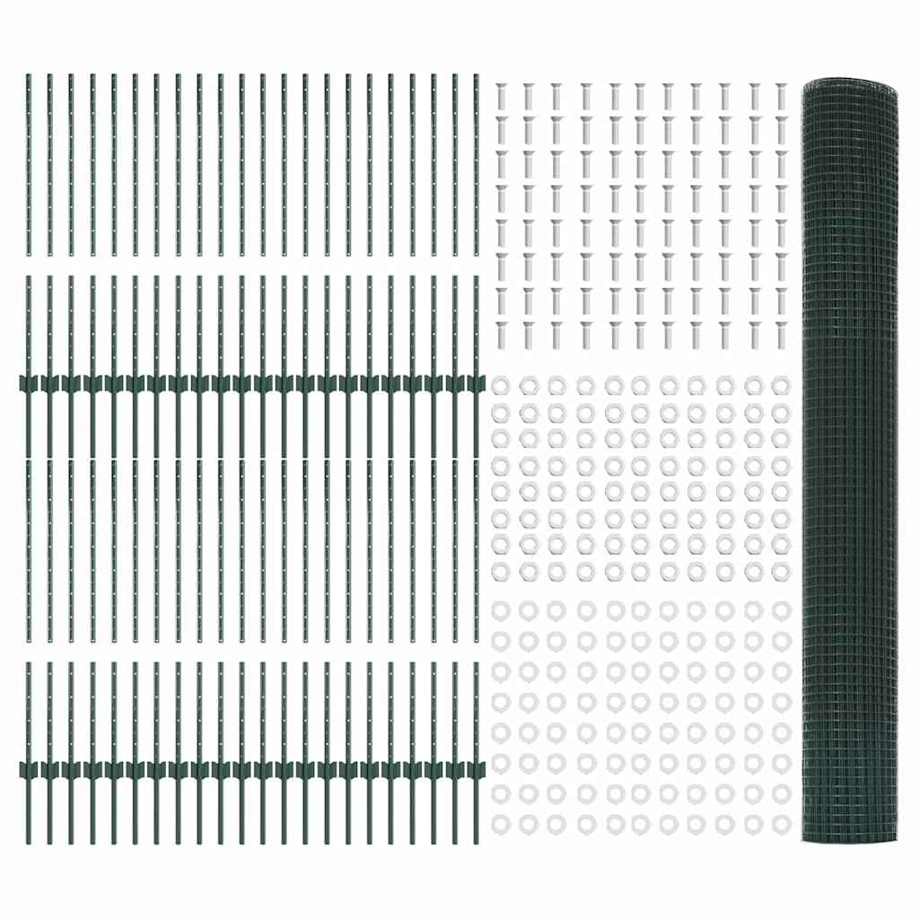 Τεντώτο με στήριγμα Πράσινο 1 x 100 m Χάλυβας και PVC