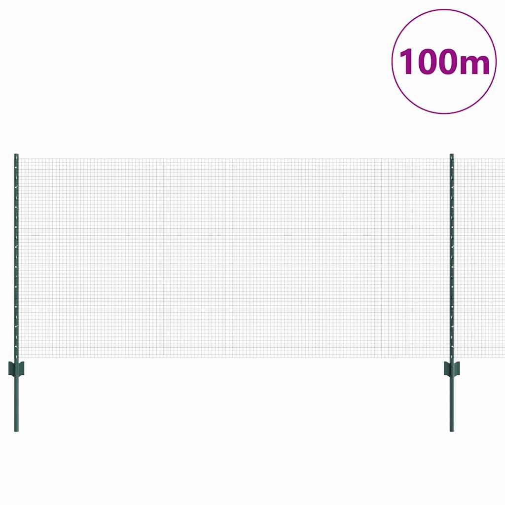 Συρματόπλεγμα με Στυλίς 100 x 1 μ PVC-Επικαλυμμένο Ατσάλι Δίχτυ
